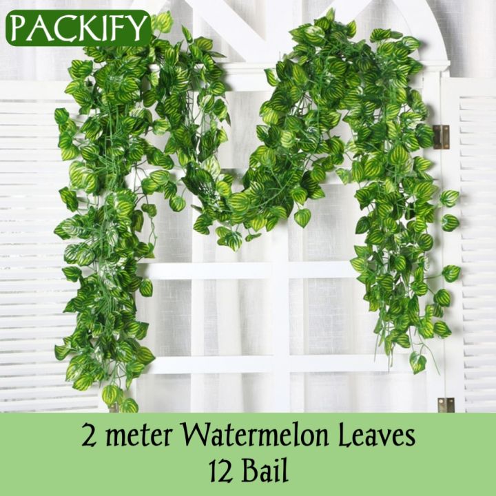 PACKIFY - Pack of 6 ,12 Artificial Money Plant  bail Leaves for Decoration - Artificial Leaf Bail Garland Vine for wall Hanging Decoration - Artificial Plants Leaves Green Colour for Office , Home Room decoration item