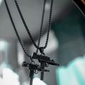Hip Hop Iced Out UZI AK47 Gun Golden/Silver/Black Pendant Necklaces Stainless Steel Military Necklace For Mens. 