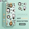 Jizetin (Free Lanyard) for OPPO A73 2020 / OPPO F17  Back Cover Cute Lion Luxury 6D Plating Case Side Pattern Soft Silicone Square Mobile Phone Cases. 