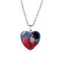 Cross-border jewelry Korean boy group stray kids heart shaped time gem peach heart pendant stray boy necklace. 