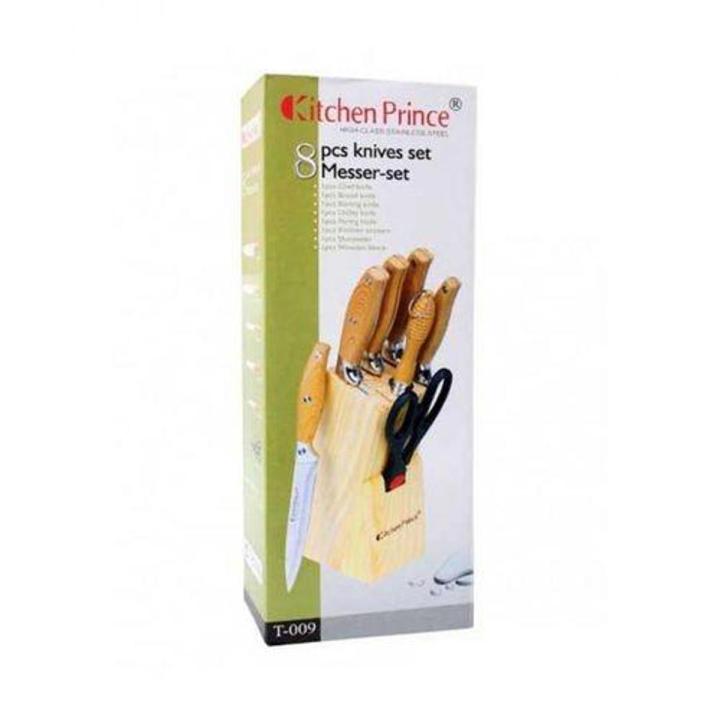 Set Of 8 - Knives Set With Wooden Holder