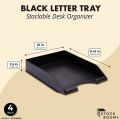 Document Tray | 1, 2 and 3 storey | Black Stackable Paper Trays for Letter Documents, Desktop File Organizers for Office Supplies, Stackable Desk Tray Holder for Paper Storage. 