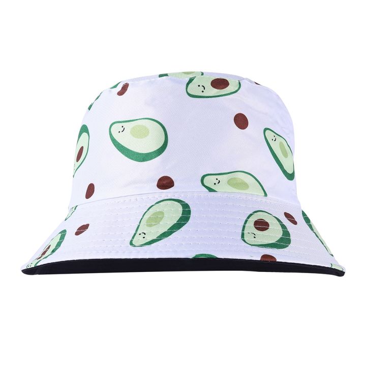 Avocado Bucket Hat for Men Women Fisherman Sun Hat Full Print Outdoor Beach Travel Summer Cap Uni Reversible Double-Side-Wear