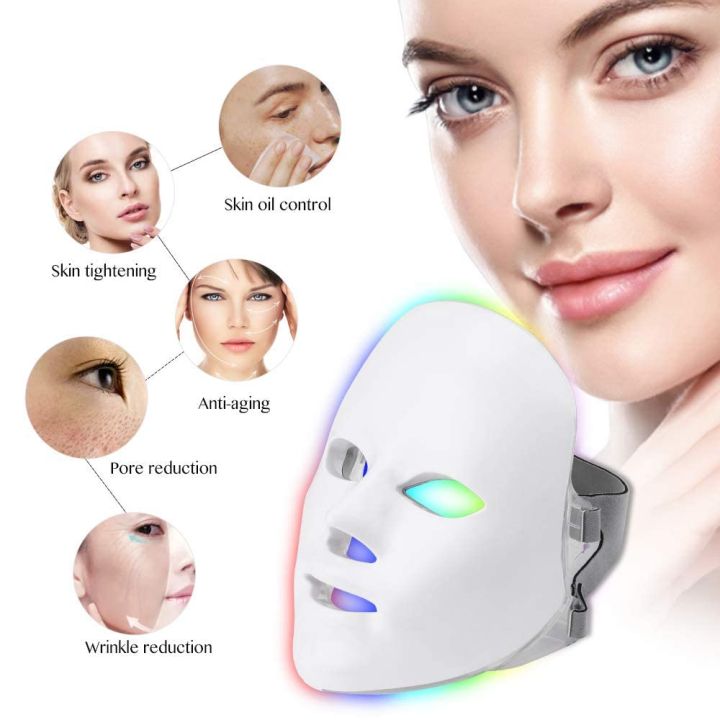 7 Colors LED Facial Mask Anti Aging Wrinkles Removing and Acne Treatment Light Facial Mask tool face whitening beauty skin rejuvenation face dullness Therapy Mask Facial Device