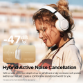 soundpeats space pro wireless bluetooth headphones with foldable design microphone support noise cancelling long battery life  ideal for smartphones and sports. 