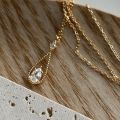 Fashion Women Jewelry Alloy Rhinestone Drop Necklace. 