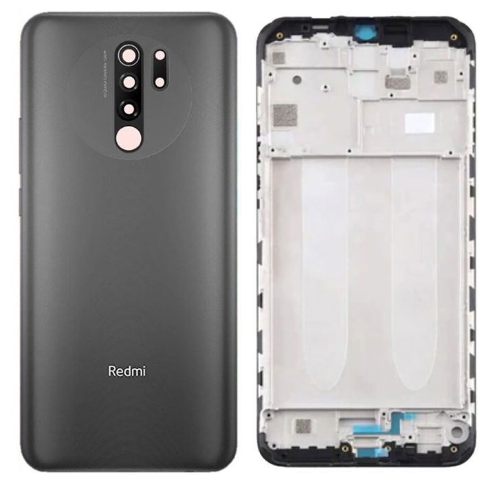 Xiaomi Redmi 9 Middle Frame Housing with Power Volume Buttons & Camera Lens Complete Body Casing Replacement Redmi 9 - Gray