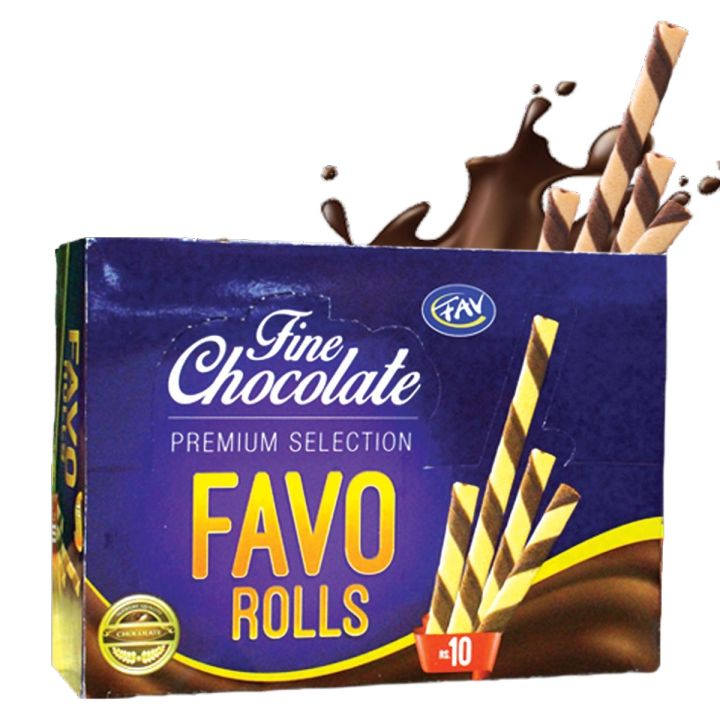 FAVO ROLLS SNACKS STICKS (CHOCOLATE) "Chocoholic's Dream: Tempt Your Taste Buds with Favo Rolls Snack Sticks - Rich Chocolate Infusion!" (RS 10x18 Pack) FAVO ROLLS SNACKS STICKS CHOCOLATE