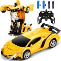 Robot To Car Converting Transformer Toys For Kids - Yellow-Yellow Transformer Bumblebee Robot Car - Light & Music. 