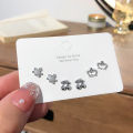 3Pairs Women's Stud Earrings Set Heart Earrings Simple Cute Korean Small Studs For Women Girls Party  Gifts. 