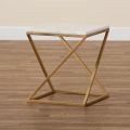 Gold Side Table, Metal Rectangle End Table Modern Sofa Side Table with MDF Top & Gold Frame Bedroom Nightstand - White Small Accent Table for Living Room Home Décor. 