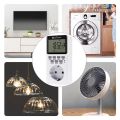Timer socket big screen programmable digital plug timer Time Switch 12/24 HOURS Digital Timer AL-06 Electronic Digital Mains EU Plug In Timer Switch Socket with US Plug Adapter (White). 