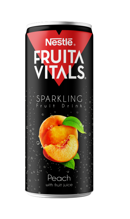 Can - Nestle FRUITA VITALS Sparkling Cans Peach - Fruit flavored soft drink