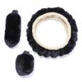 3PCS Fluffy Steering Wheel Cover Set Car Steering Wheel Cover For Toyota Pink Car Accessories For Girls Wheel Cover 15 Inch Warm(black). 