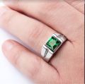 CHUHAN New Red Green Stone Ring for Men Women Square Zircon Rings Stainless Steel Fashion Male Ring Accessories. 