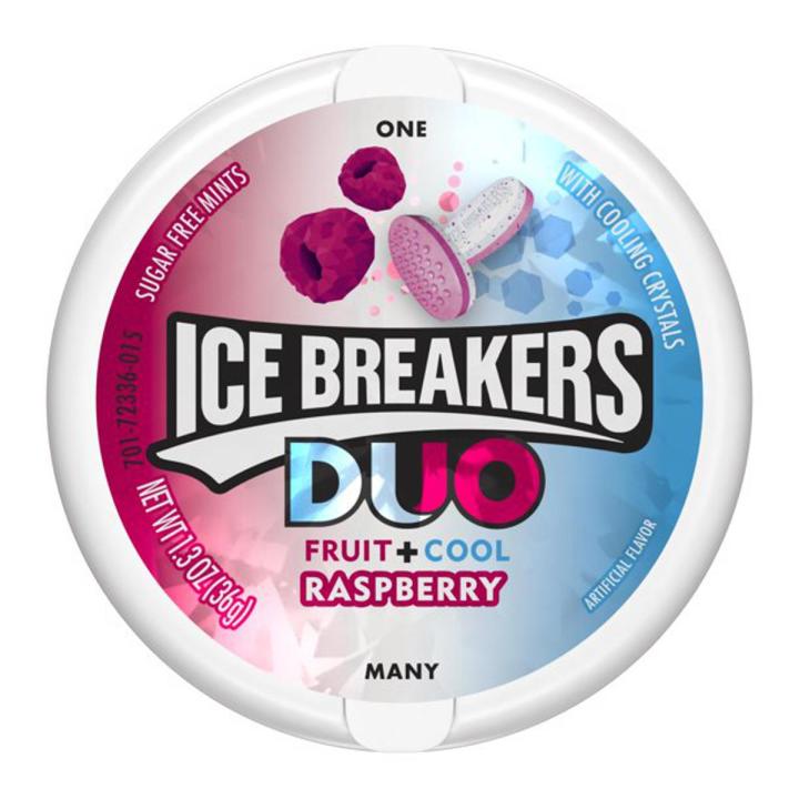 Ice Breakers Duo Fruit + Cool Raspberry Sugar Free Mints, 1.3 oz (Imported)