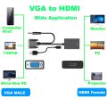 VGA to HDMI Adapter 1080P HD Supported Analog Signal to Digital Signal Convertor Cable with 3.5mm Audio Cable and USB Power Cable for HDTV PC and Laptop Monitors, displayers,Desktop Computer. 