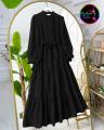 New Casual Frill Style Panel Work Long Frock For Women. 