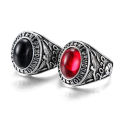 Dropshipping Products 2023 Ceremony Ancient Silver Black/Ruby University Graduation Mens Stainless Steel Fashion Jewelry Rings. 