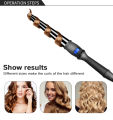 Ubeator - LCD Screen Ceramic Spiral Hair Curling Iron Wand Machine Roller Beauty Tools-138-Black. 