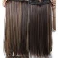 Achieve Stunning Hair with 5 Clips Hair Extension in Dark Brown with Golden Streaking. 