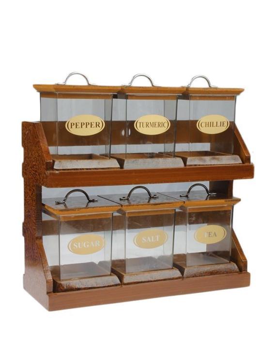 Taste-Heaven 2-Tier Spice Rack With 6 Spice Jars