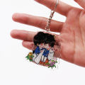 New Design KPOP Bangtan Boys JK And V Cute Characters Keychain Pendant Chain Cartoon Accessories Keyrings Fans Jewelry 2021. 