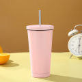 MeterMall Coffee Cup With Splash-Proof Lid Metal Straw Double Vacuum Insulation Design 304 Stainless Steel For Hot Cold Drinks Travel Mug. 