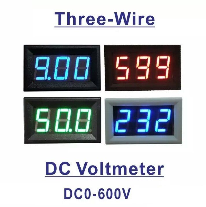 DC Solar Meter Digital Voltage Meter Voltmeter DC 0-600V Voltage Detector Volt Panel Meter Tester Three Wires