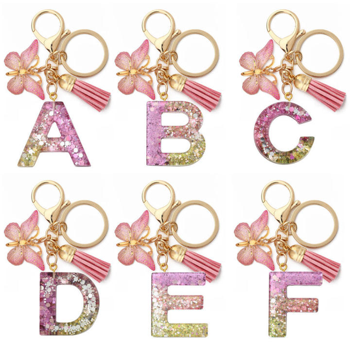 Unique Keychains For Women Handbag Accessories Snowflake Keychain Personalized Key Chains Alphabet Keychain