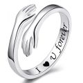 New Gift Fashion I Love u Forever silver color Hug ring adjustable. 