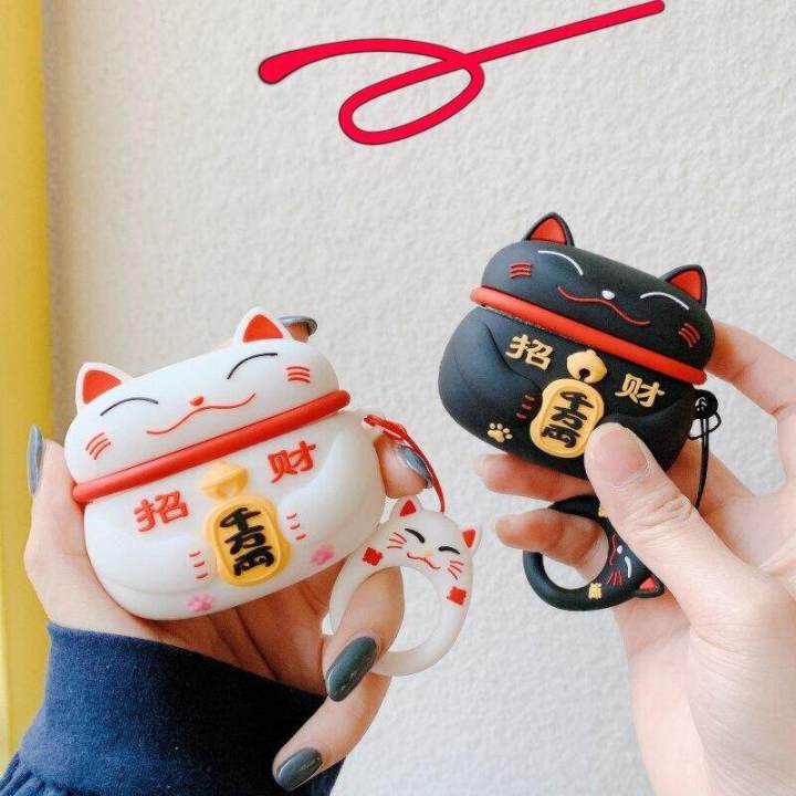 LUCKY CAT Airpods Pro & Airbud 425 3D Design Case & Cover | Full Protective Silicone Skin Case | ONLY COVER