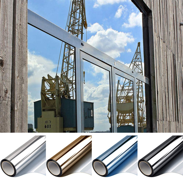 Privacy Window Film Sun Protection One Way Reflective Window Film Heat Insulation Anti-UV Self Adhesive Glass Film Office Home