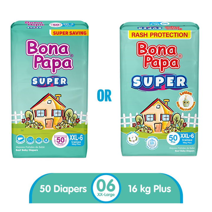 Bona Papa Super Diapers -  Super Economy Pack - XXL Size 6 - 50 Pcs