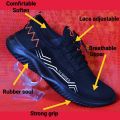 Black Men Sports black Sneaker Running Walking Gym Casual Fashion Shoes. 