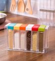 6 PCs Jar Spice Rack Pepper Salt Spice Masala Box Storage Multipurpose Acrylic Kitchen Spice Rack, Dining Table Spice Jar Spice Set. 