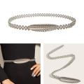Women' Fancy Skinny Stretch Fashion Dress Belt , Silver. 