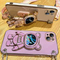 Phone Case For Xiaomi Redmi Note 13 Pro Plus 13C 13T 13 Lite POCO X6 Quicksand Astronaut Plating Stand Crossbody Necklace Cover. 