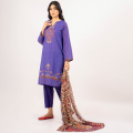 Maahru Unstitched Fabric for women and girls - 2 piece - Shirt and Dupatta - Purple Haze Suit. 