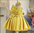 jamni, yellow, red colour elegant silk floral dress for kids girls embalished with stone work. 