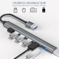 USB HUB 3.0, Aluminum Alloy 7 Ports Data hub 3.0 High-Speed USB Port Expander - Extra USB Hub for PC, iMac, MacBook, Windows, USB Flash Drives, Mobile HDD, Desktop Computer. 