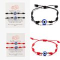 Blessed 2Pcs Evil Eye Bracelet Women Handmade Black Red Rope Wristband Couple Lucky Friendship Weaving Adjustable Bangle Jewelry. 