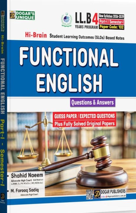 LLB Semester 1 Functional English 4 Years Program (New Syllabus 2026-29 ...