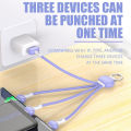 2A Portable 15cm Multi 3 in 1 Cable Short keychain Fast Charging Cable for Micro USB Type C iPhone Cord. 