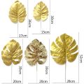 Artificial Plants Palm Leaves Plastic Gold Tropical Party Leaves Decorations Wedding Decor Simulated Golden Turtle Leaf. 