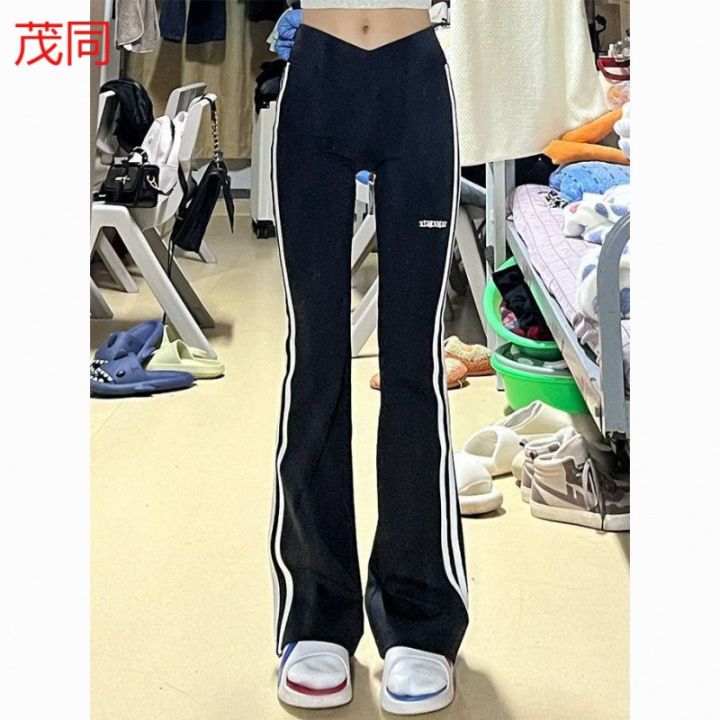 Hot girl strip sports bell bottoms, women's spring and autumn design, high-waisted, slim, drape, mopping the floor, casual and thin, yoga pants