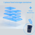 BPA-Free Stackable Plastic Food Storage Boxes, 7-Piece Thumb Lock Lunch Containers for Kitchen, Travel, Office Use. 
