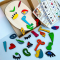 Wooden Puzzles, 26 Part Modern Art Puzzle, Colored Face Art Educational Stem Toy -Wooden Toddler Durable Easy Install Easy to Use. 