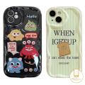 MissConnie Cute Cartoon Little Monsters Cover Compatible for IPhone 7Plus XR 14 11 12 13 Pro Max X 7 8 6s 6 Plus XS Max SE 2020 Wavy Curved Edge Glossy Shockproof Case Shell. 