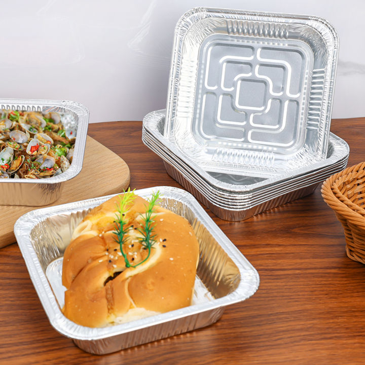 【New and Improved】 10pcs Disposable Square Air Fryer Baking Tin Container